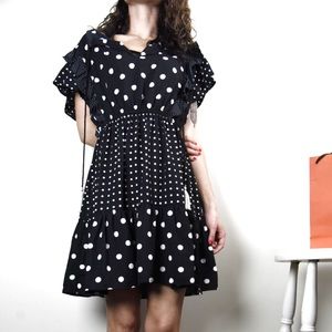 Zara Navy Blue Polka Dot Dress